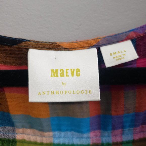 Maeve Anthropologie Multicolour Plaid Blouse S - Picture 5 of 8